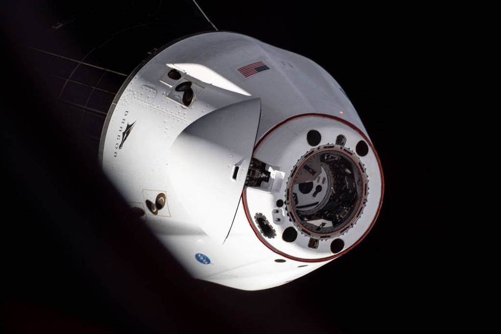 The SpaceX Cargo Dragon resupply ship departs the space station