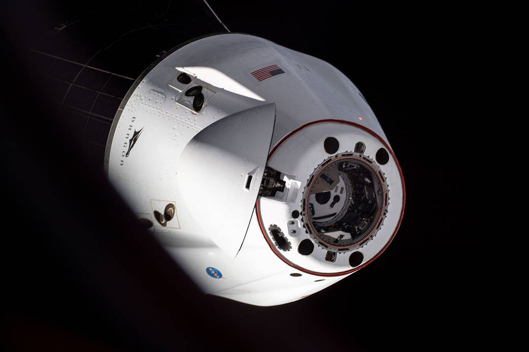 The SpaceX Cargo Dragon resupply ship departs the space station