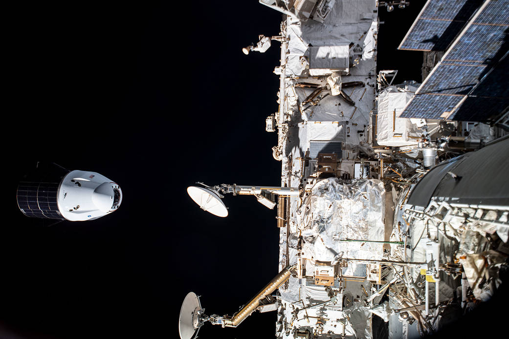 The SpaceX Cargo Dragon resupply ship departs the space station