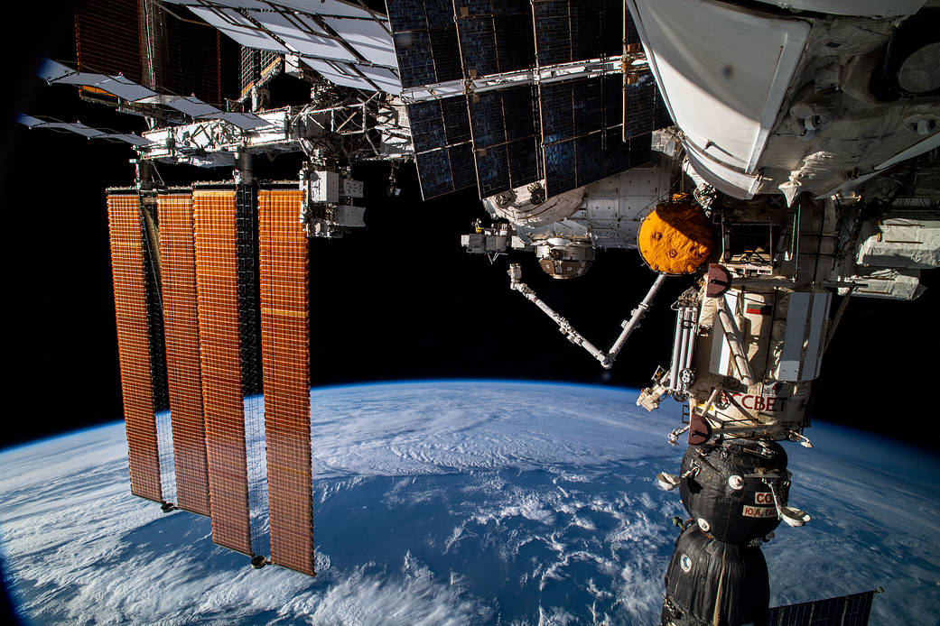 The International Space Station above the Atlantic Ocean