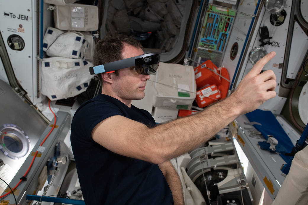 ESA astronaut Thomas Pesquet demonstrates augmented reality