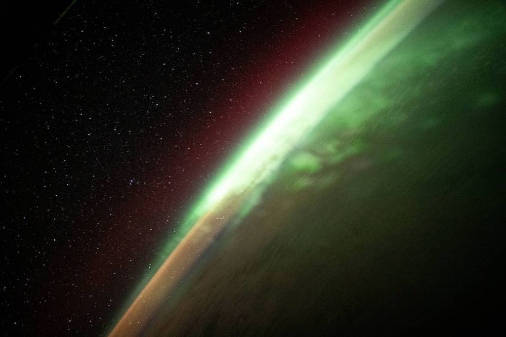The aurora australis above the southern Indian Ocean