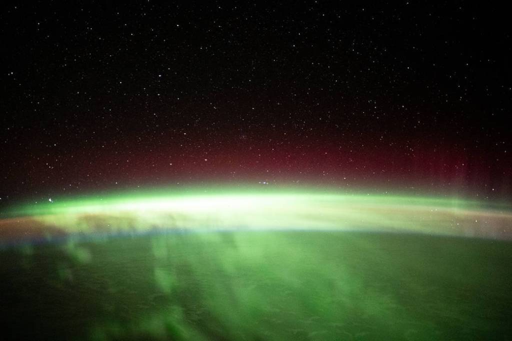 The aurora australis above the southern Indian Ocean