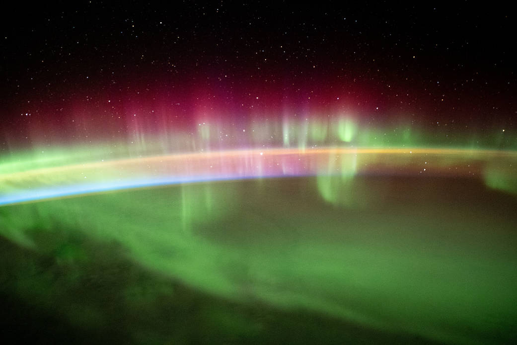 The aurora australis above the southern Indian Ocean