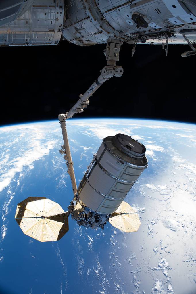 Cygnus is pictured after its capture above the Atlantic Ocean