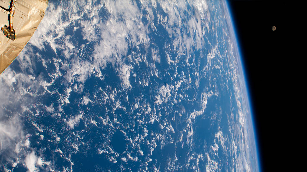 The waxing gibbous Moon above the Atlantic Ocean