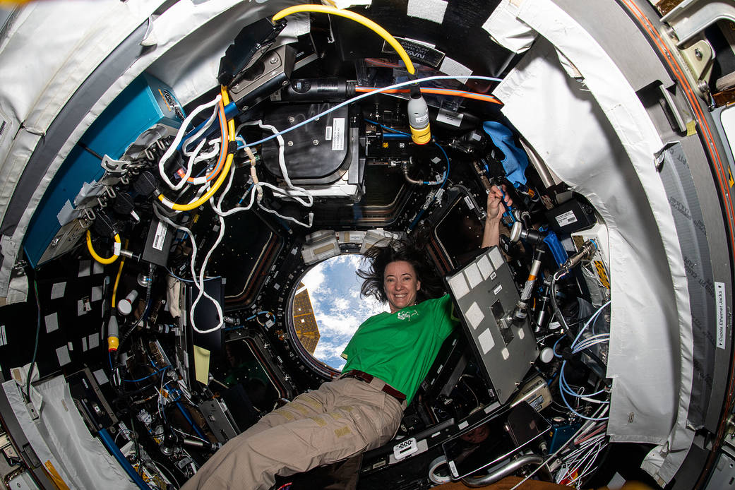 Astronaut Megan McArthur inside the cupola