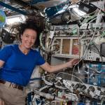 Astronaut Megan McArthur installs a Girl Scouts science facility