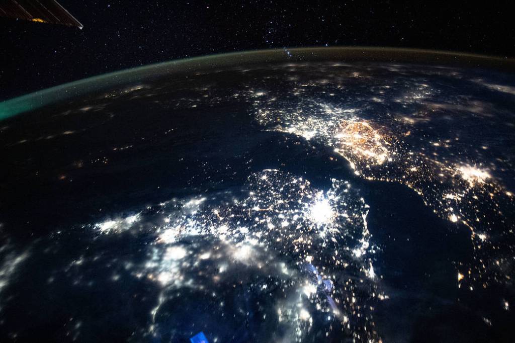The city lights of England, The Netherlands, Belgium and France
