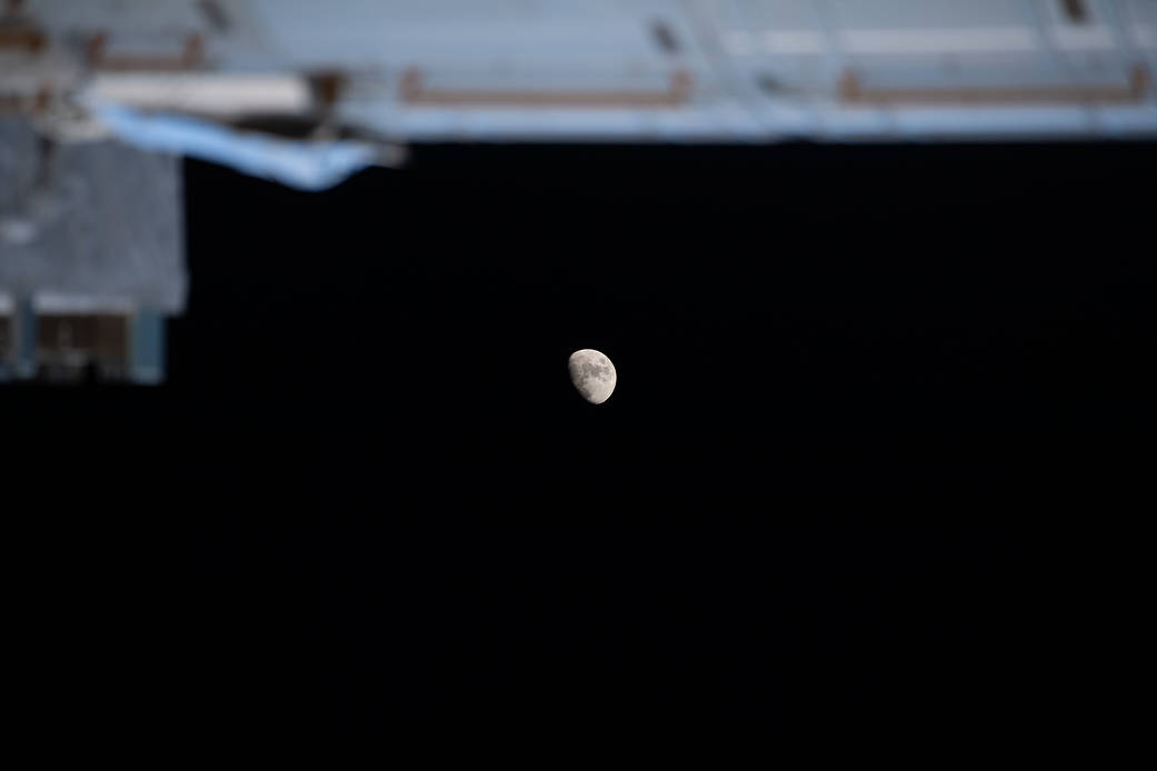 The waxing gibbous Moon pictured from the space station