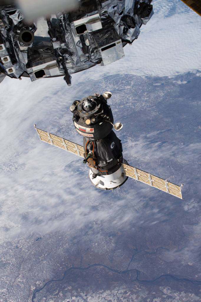 The Soyuz MS-18 crew ship undocks from the space station