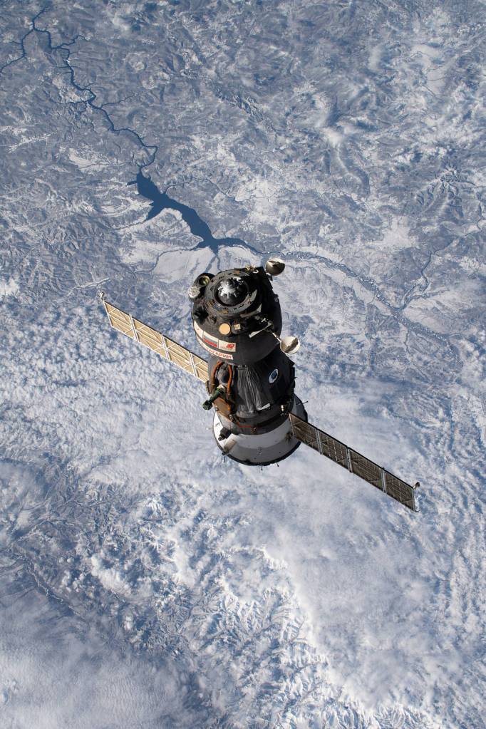 The Soyuz MS-18 crew ship undocks from the space station