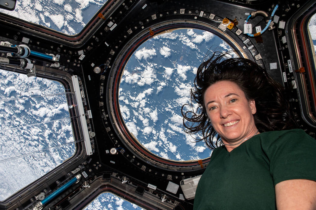 Astronaut Megan McArthur is pictured inside the cupola