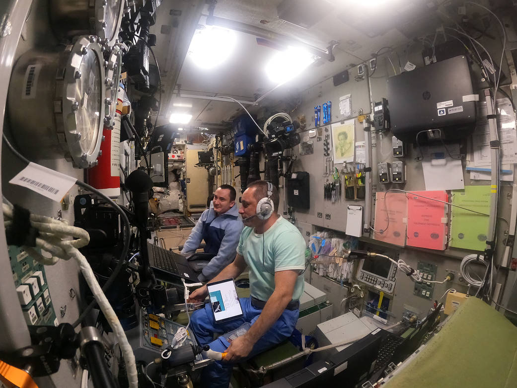 Roscosmos cosmonauts Anton Shkaplerov and Pyotr Dubrov