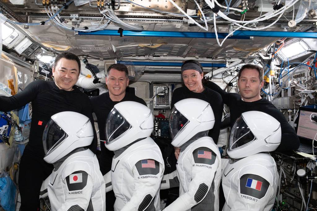 SpaceX Crew-2 astronauts check out their launch and entry suits