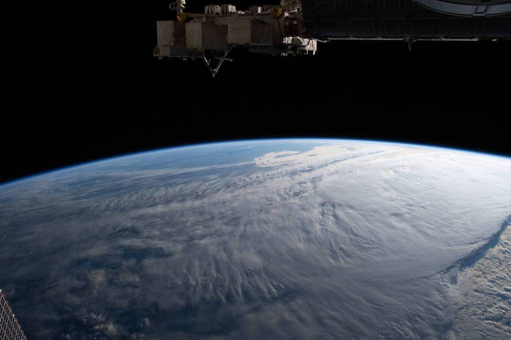 A cloudy north Pacific Ocean is pictured from the station