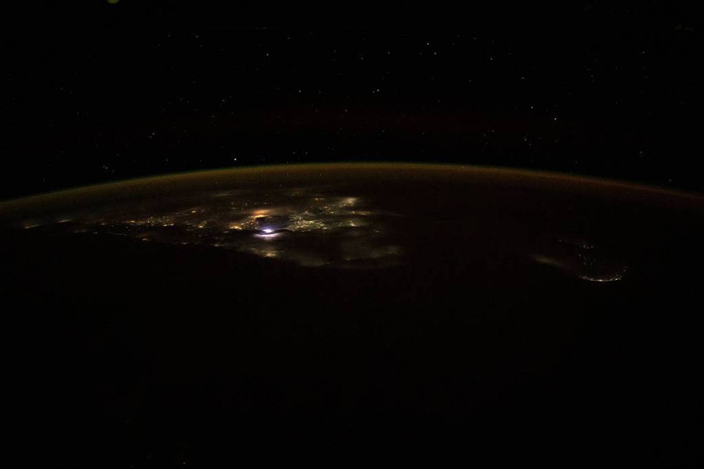 City lights of southern India and Sri Lanka