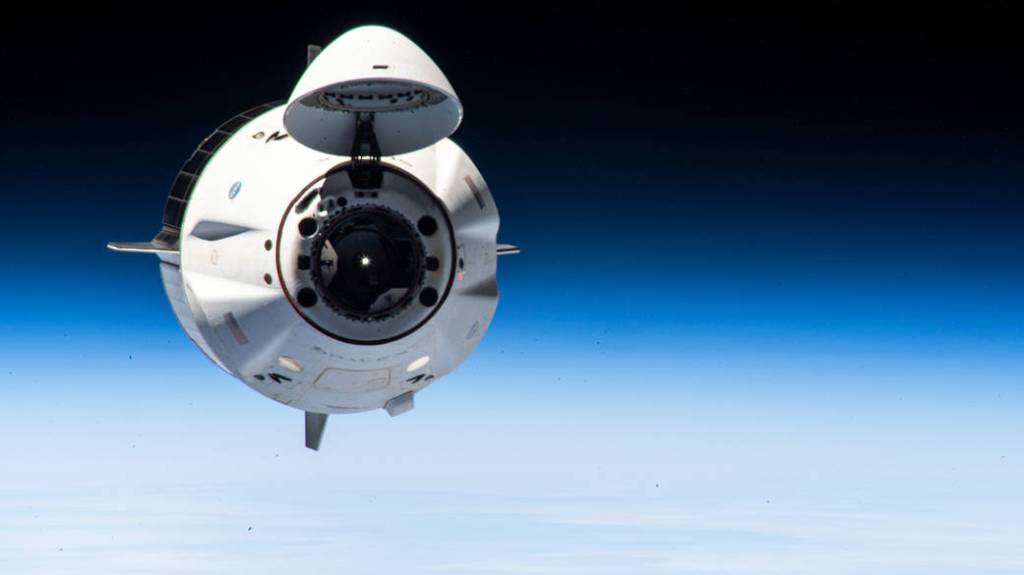 The SpaceX Crew Dragon Endeavour departs the space station