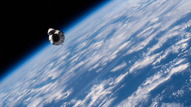 The SpaceX Crew Dragon Endeavour departs the station