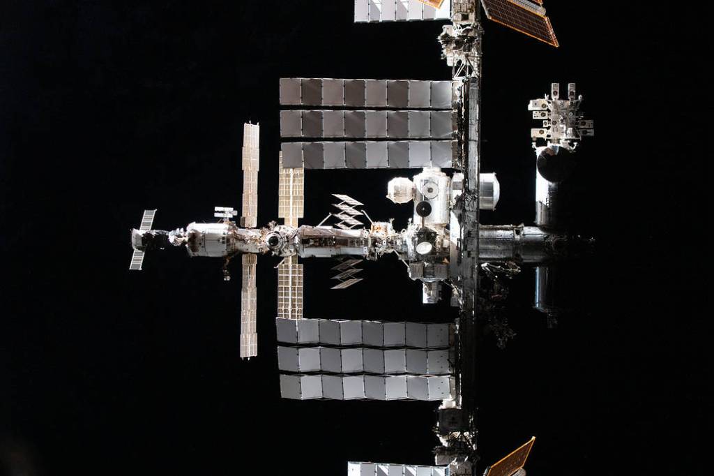 The station pictured from the SpaceX Crew Dragon