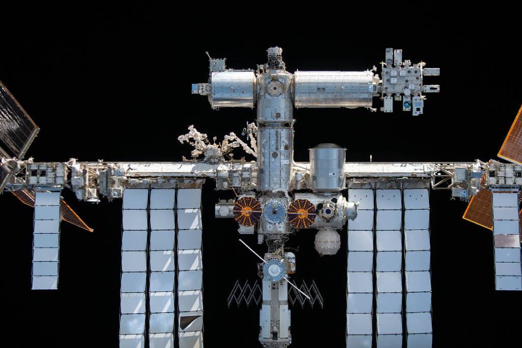 The station pictured from the SpaceX Crew Dragon