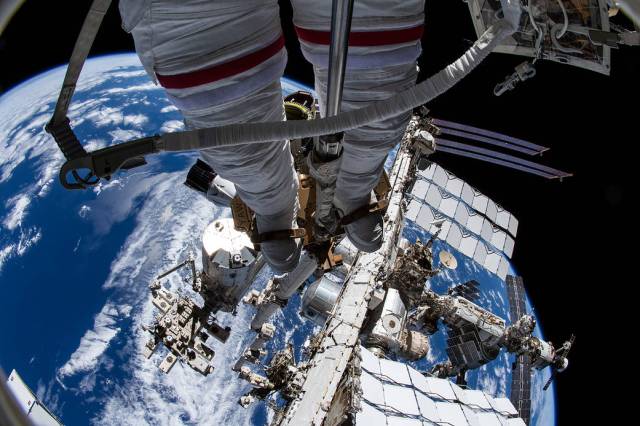 View from NASA spacewalker Thomas Marshburn's camera