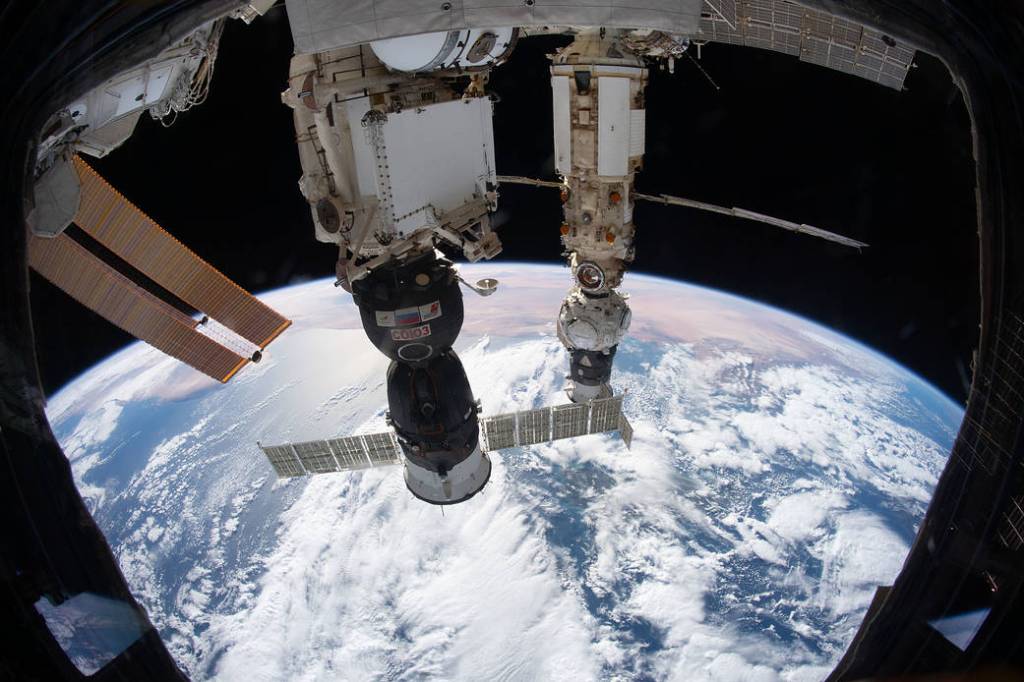 The space station above the Tyrrhenian Sea