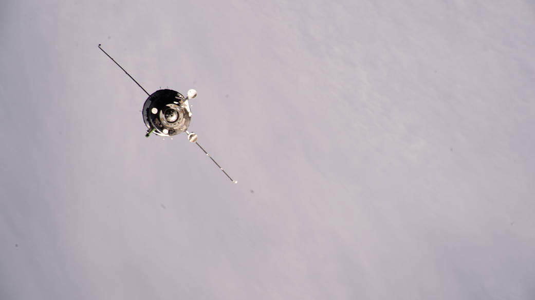 The Soyuz MS-20 crew ship approaches the International Space Station
