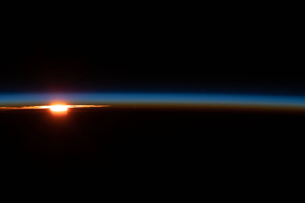 An orbital sunrise above the Tasman Sea