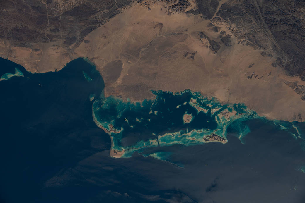 The northwestern coast of Saudi Arabia on the Red Sea
