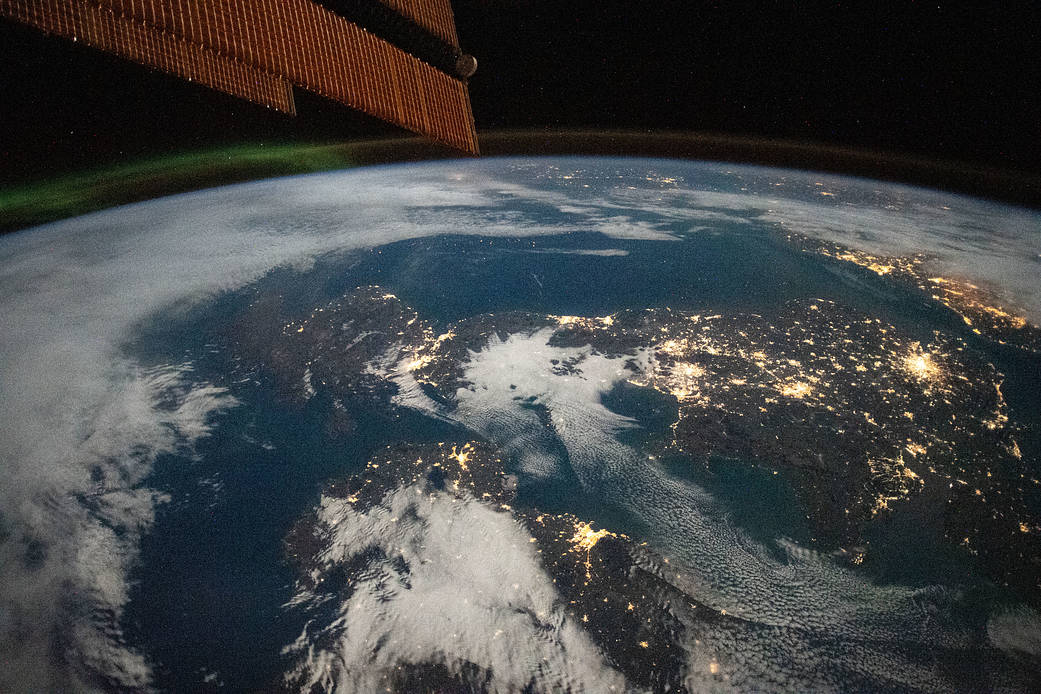 The city lights of Ireland and Great Britain