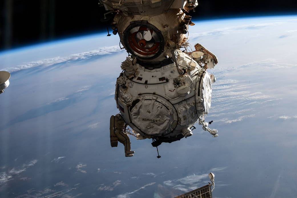 Russian spacewalkers Pyotr Dubrov and Anton Shkaplerov-