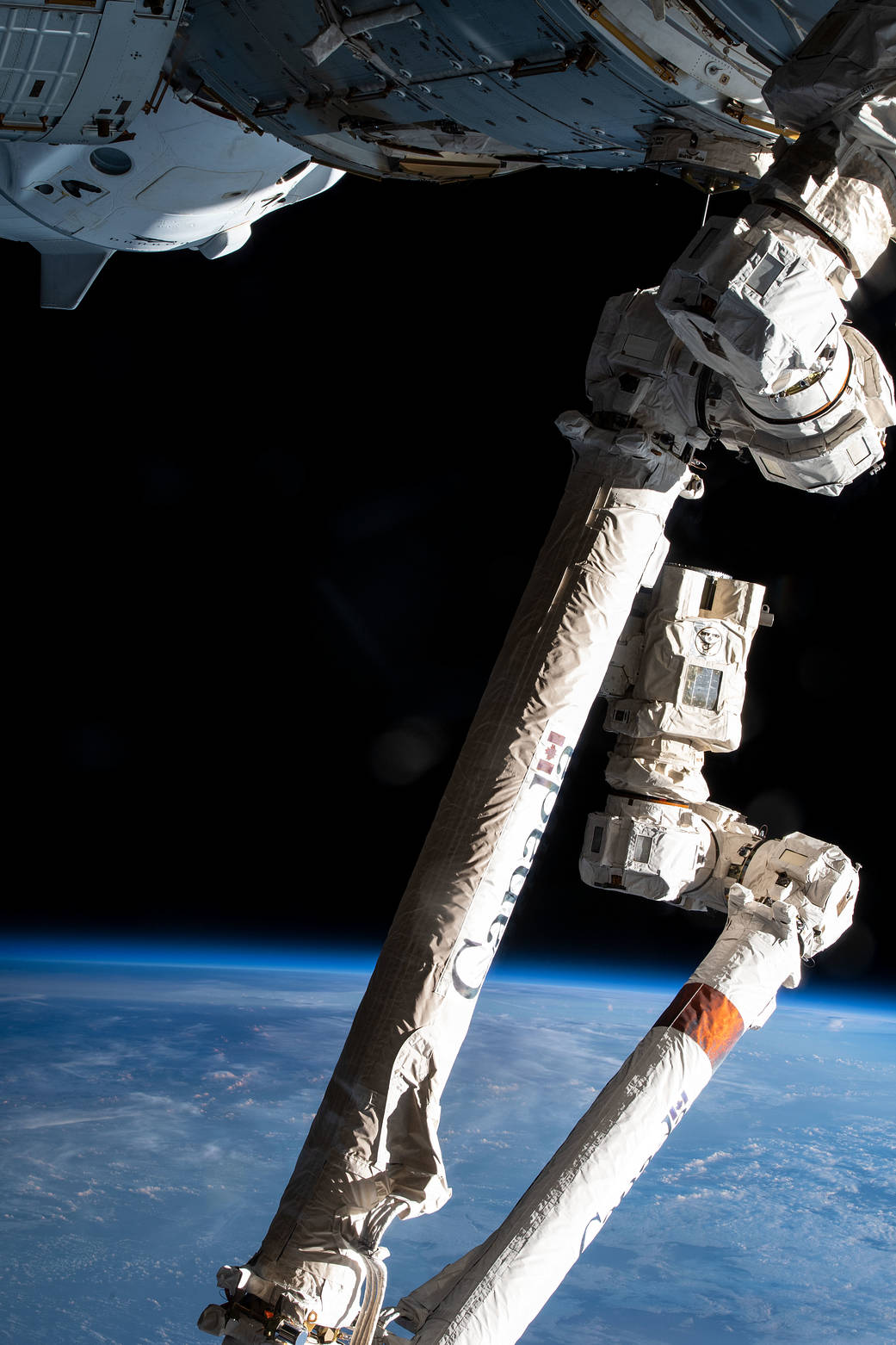 The Canadarm2 robotic arm and the SpaceX Crew Dragon Endeavour
