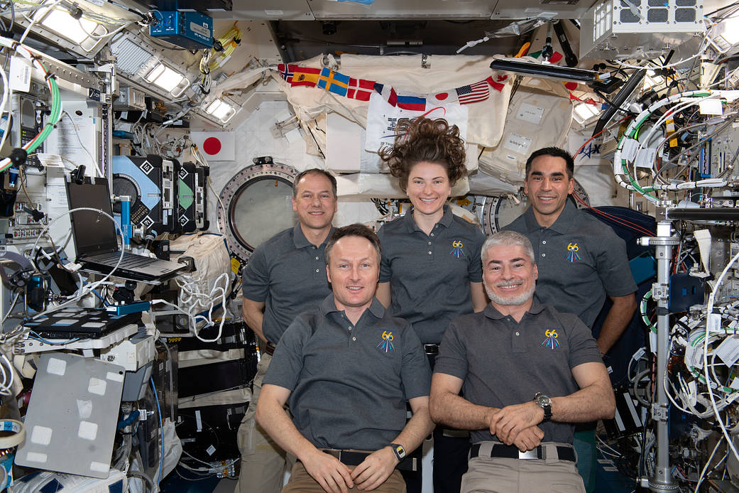 Expedition 66 Flight Engineers pose for a portrait