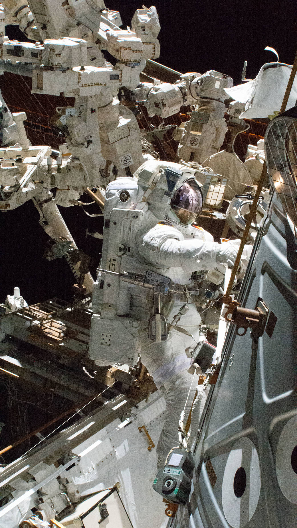 ESA astronaut Matthias Maurer during a spacewalk