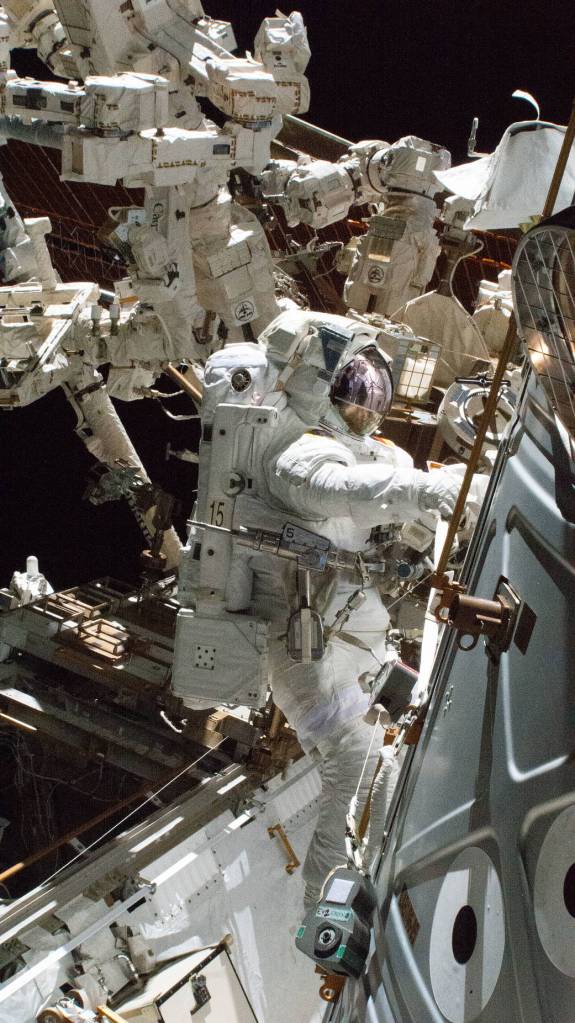 ESA astronaut Matthias Maurer during a spacewalk