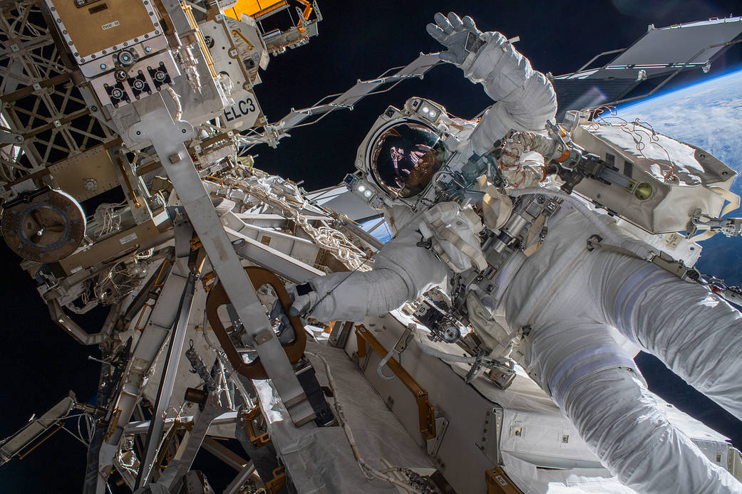ESA astronaut Matthias Maurer during a spacewalk