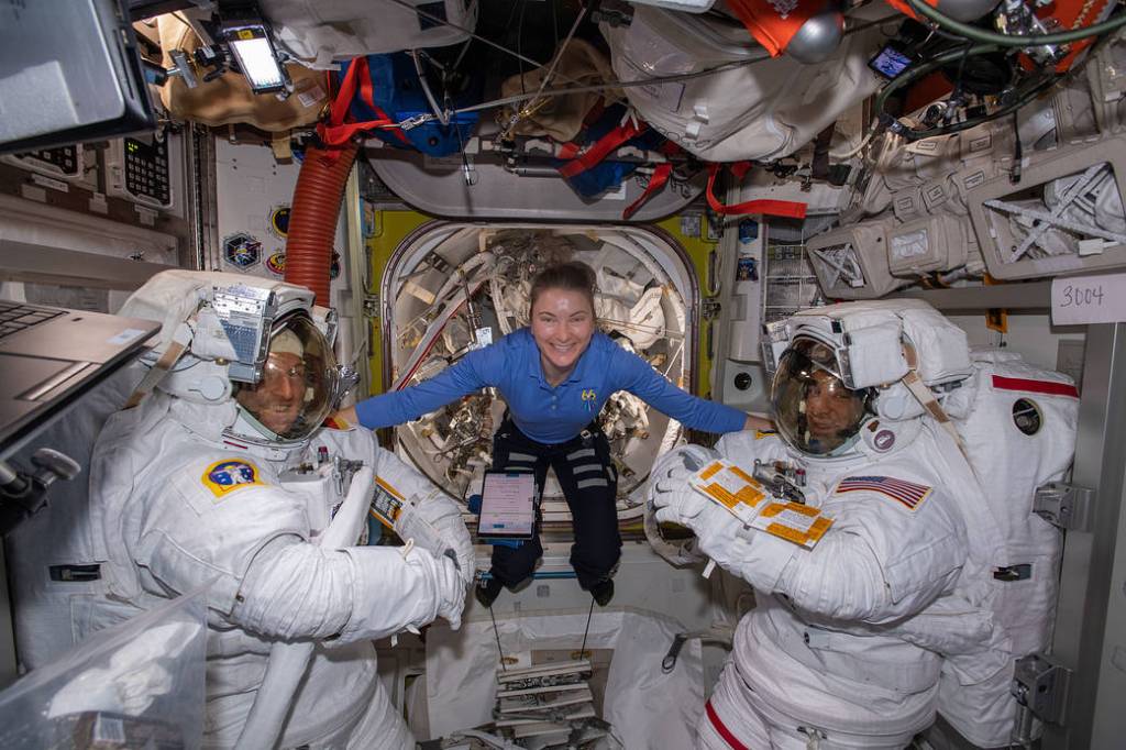Astronauts Kayla Barron, Matthias Maurer, and Raja Chari