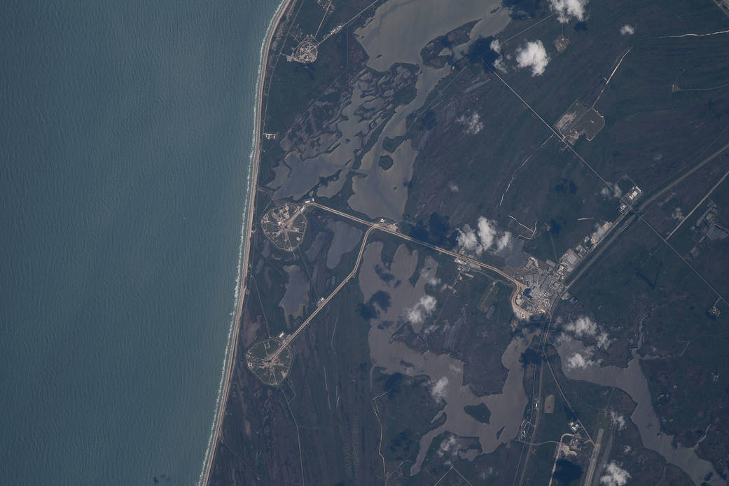 NASA's SLS rocket is pictured in Florida from the space station