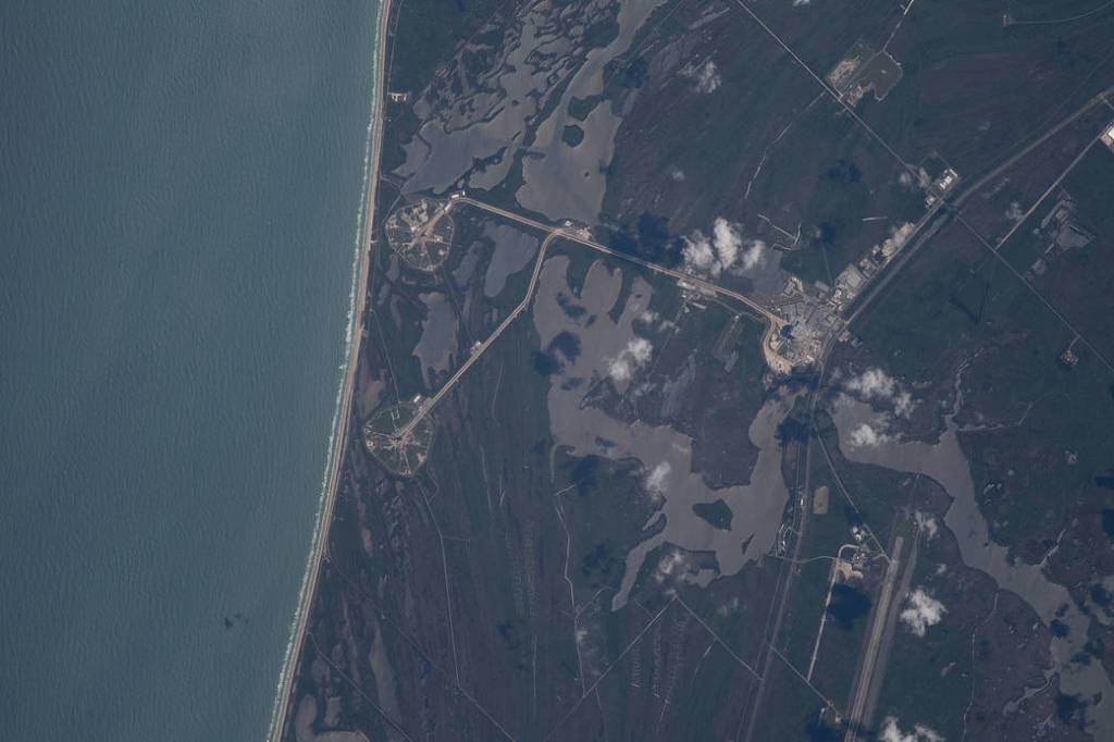 NASA’s SLS rocket is pictured in Florida from the space station