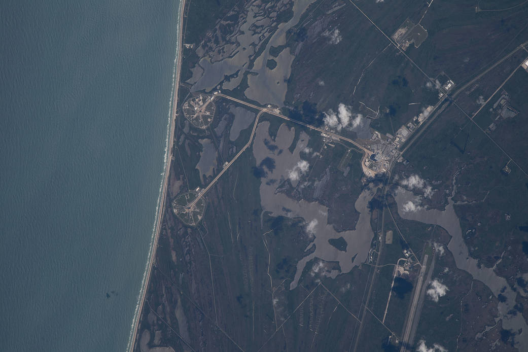 NASA's SLS rocket is pictured in Florida from the space station