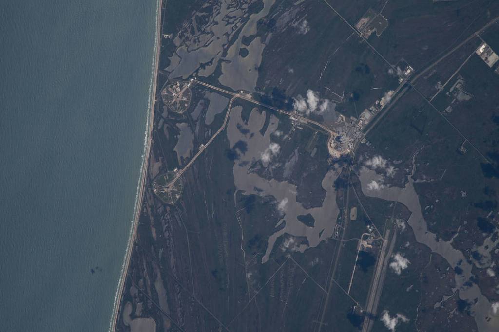 NASA’s SLS rocket is pictured in Florida from the space station