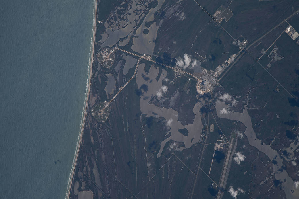 NASA's SLS rocket is pictured in Florida from the space station
