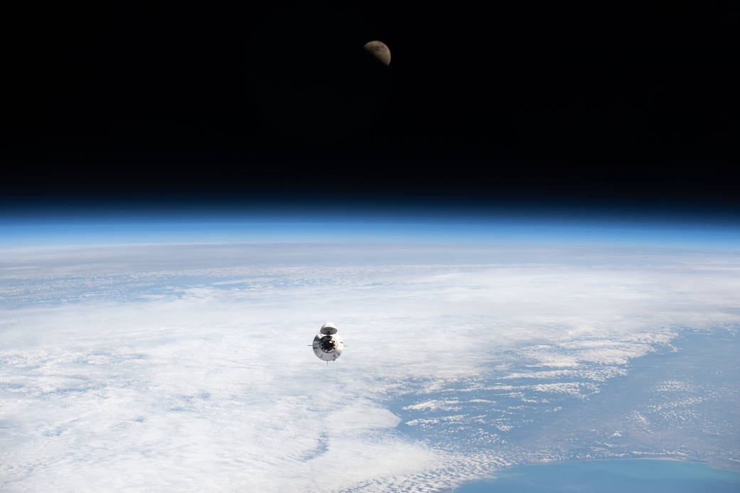 The Axiom Mission 1 approaches the station inside the SpaceX Dragon Endeavour