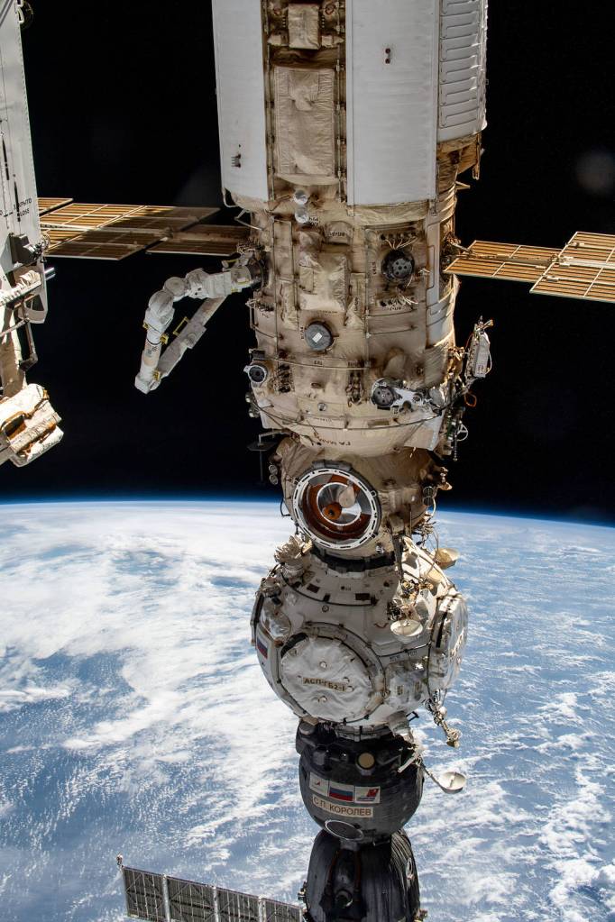 The Nauka and Prichal modules and the Soyuz MS-21 crew ship