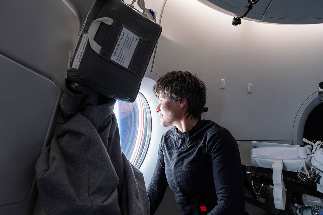 Astronaut Samantha Cristoforetti inside the SpaceX Dragon Freedom
