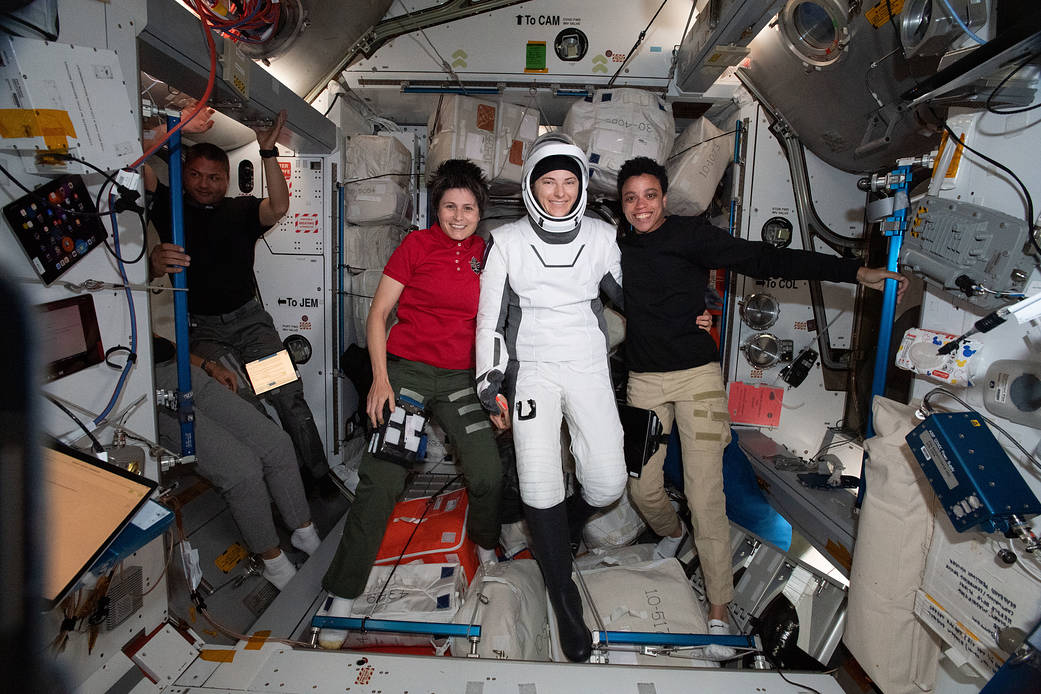 NASA astronaut Kayla Barron is pictured in her SpaceX flight suit