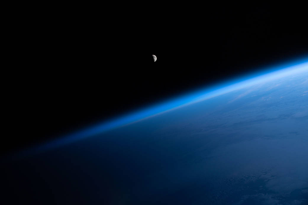The waning crescent Moon above the Atlantic Ocean