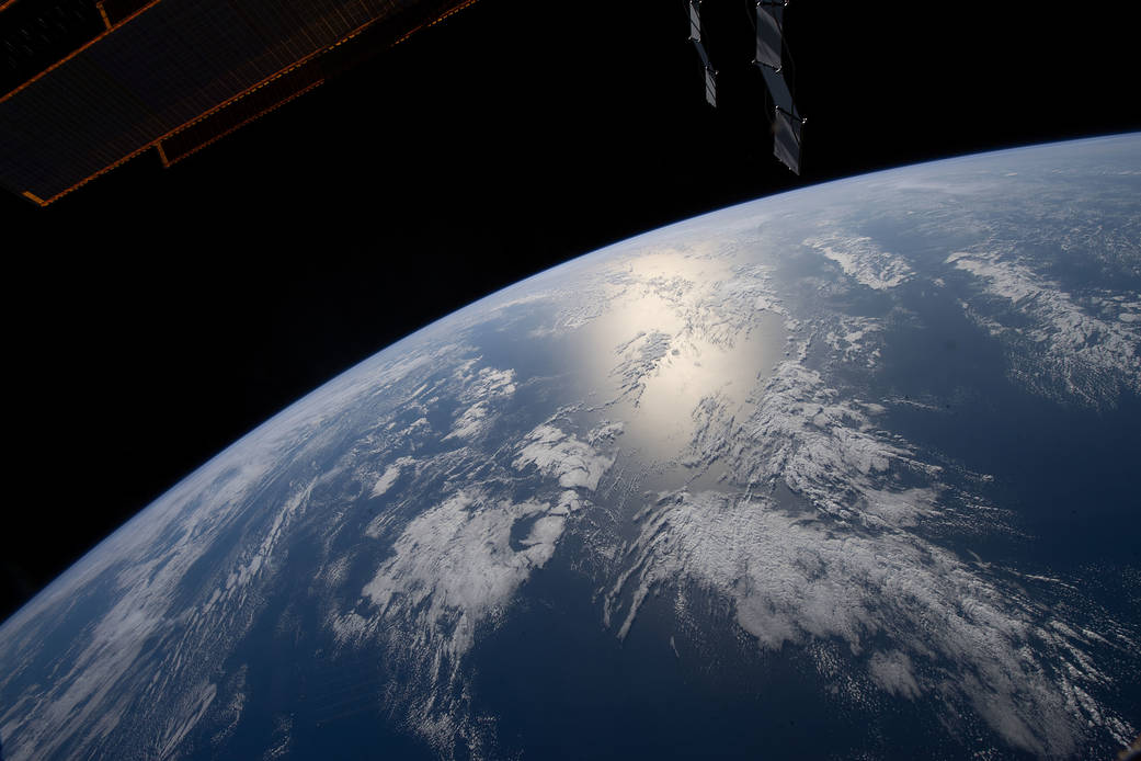 The sun's glint beams off the Atlantic Ocean