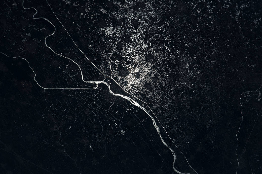 The Damietta Branch of the Nile River splits into canals